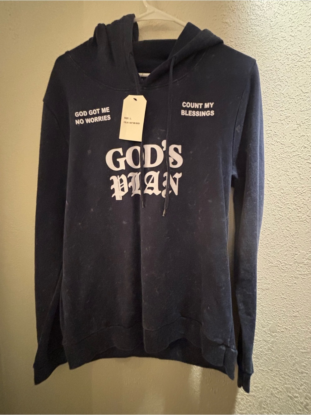 God's Plan Navy Hoodie Sweatshirt - Graphic women’s  Sweater